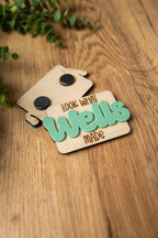 Personalized “Look What I Made” Magnet | Custom Kids Artwork Display | Wood & Acrylic Fridge Magnet