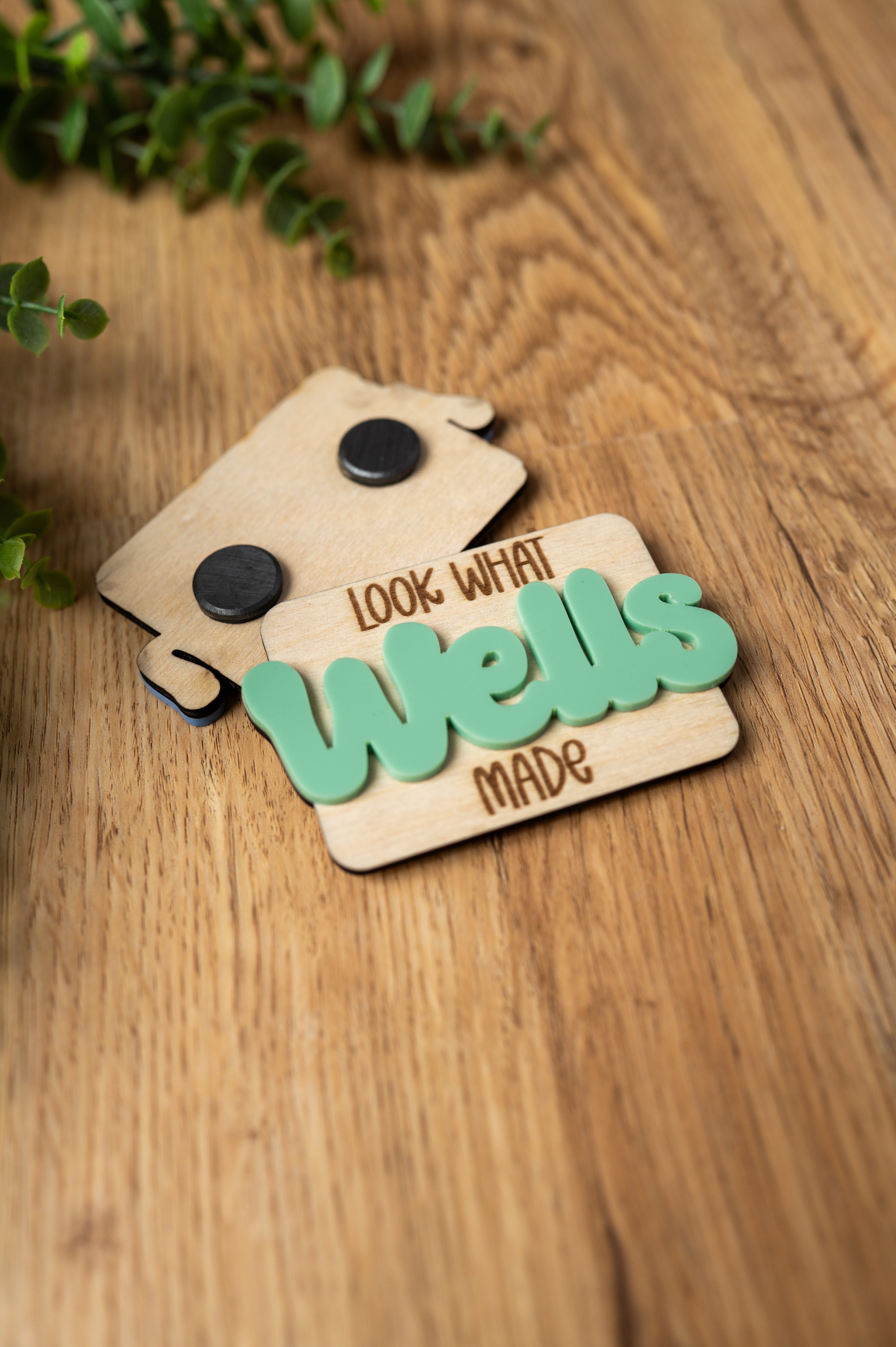 Personalized “Look What I Made” Magnet | Custom Kids Artwork Display | Wood & Acrylic Fridge Magnet