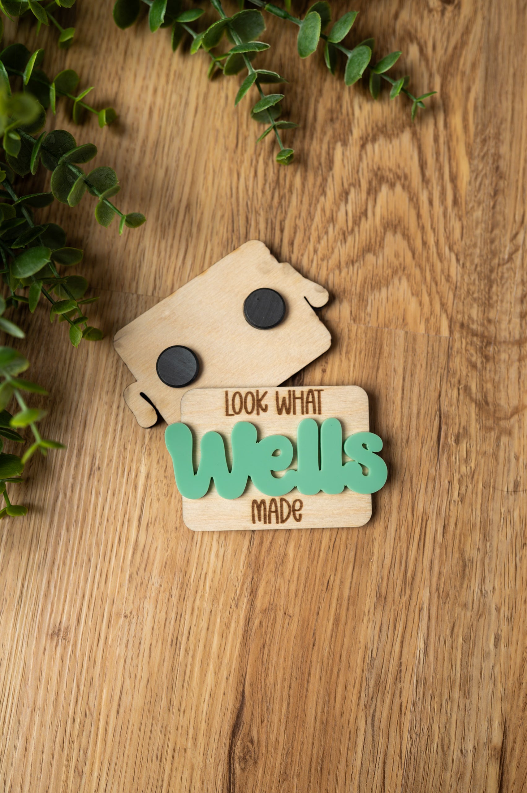 Personalized “Look What I Made” Magnet | Custom Kids Artwork Display | Wood & Acrylic Fridge Magnet