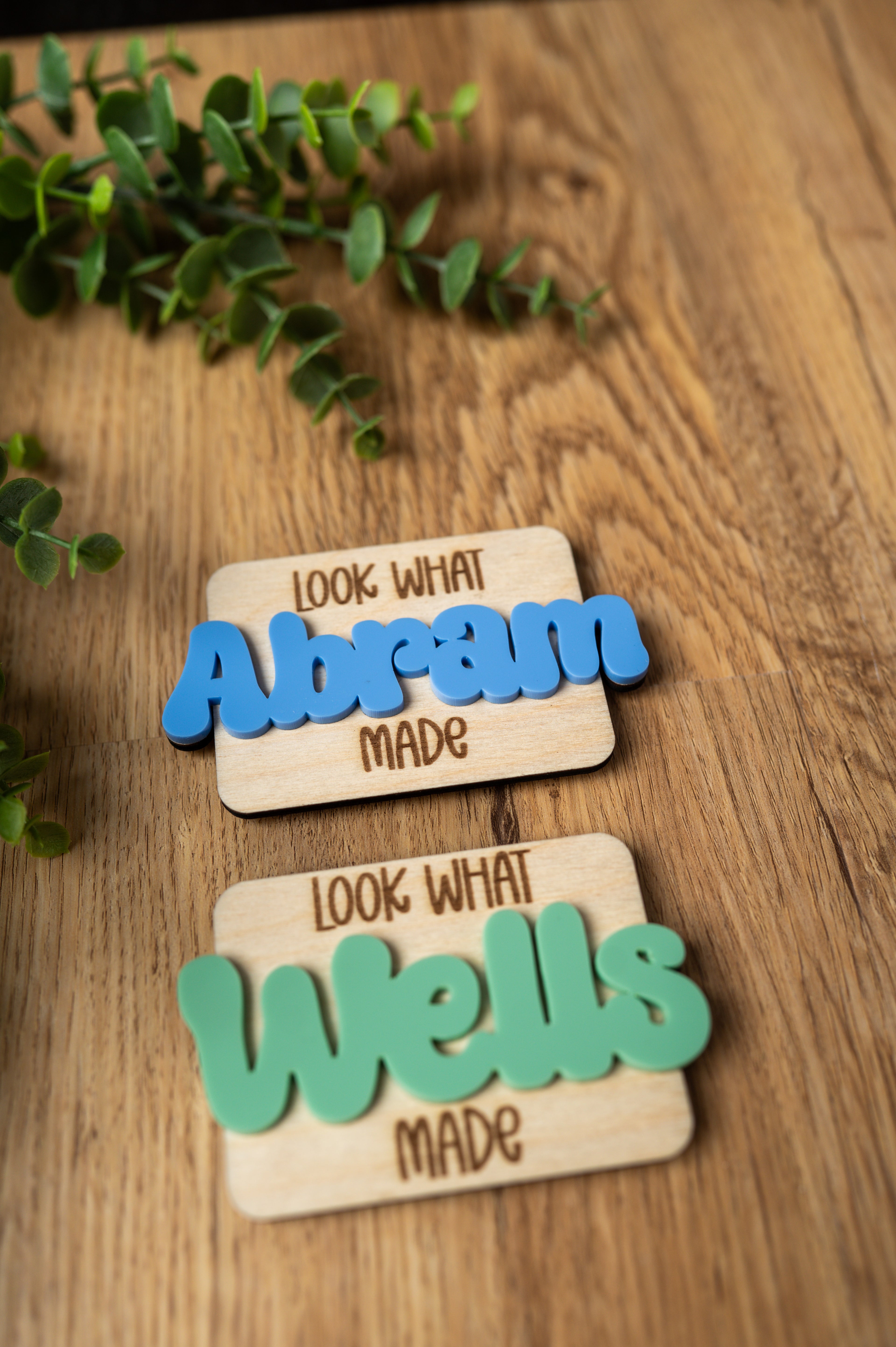 Personalized “Look What I Made” Magnet | Custom Kids Artwork Display | Wood & Acrylic Fridge Magnet
