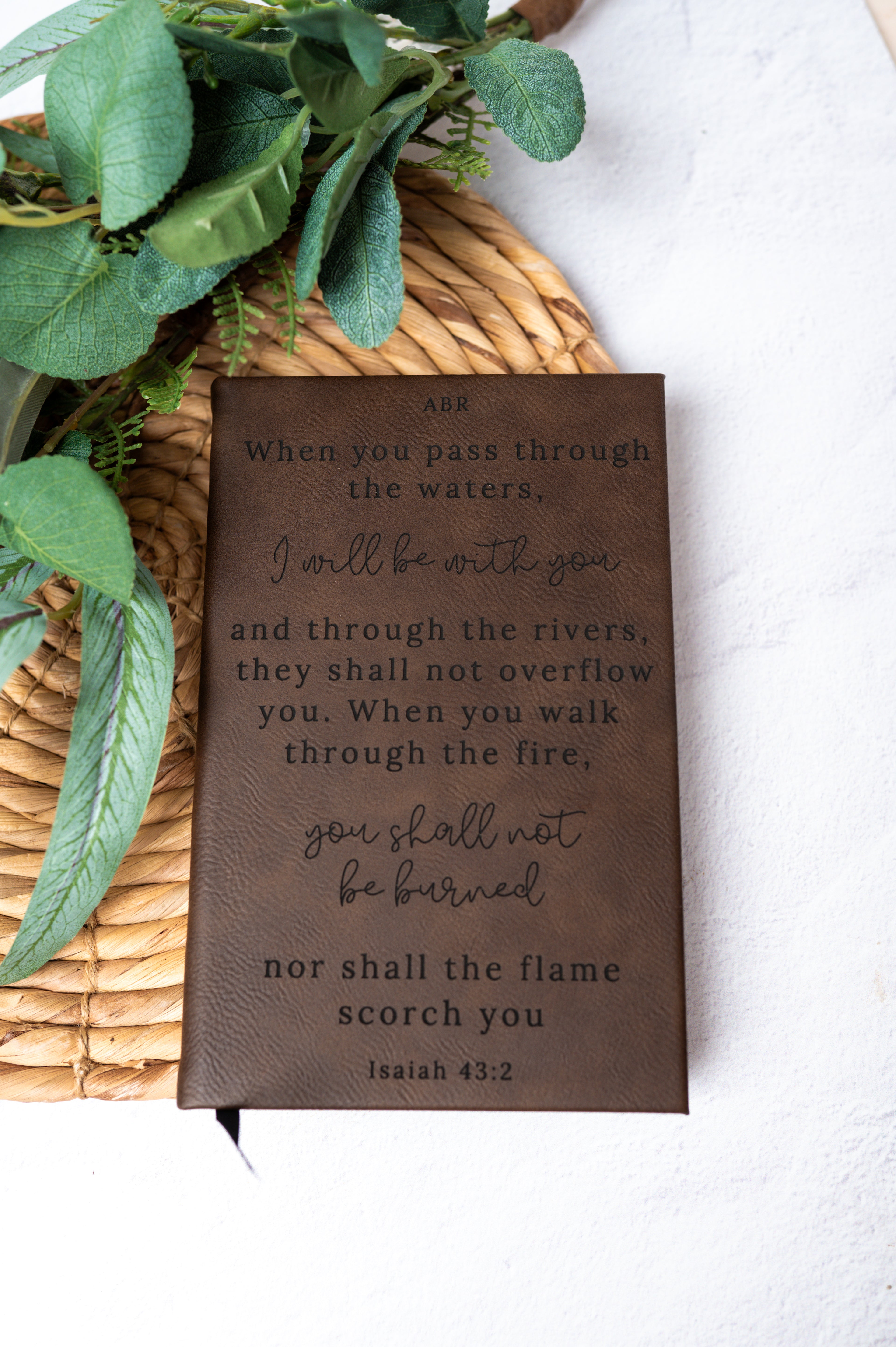 Personalized Prayer Journal | Custom Engraved Leatherette Journal | Faith & Scripture Keepsake
