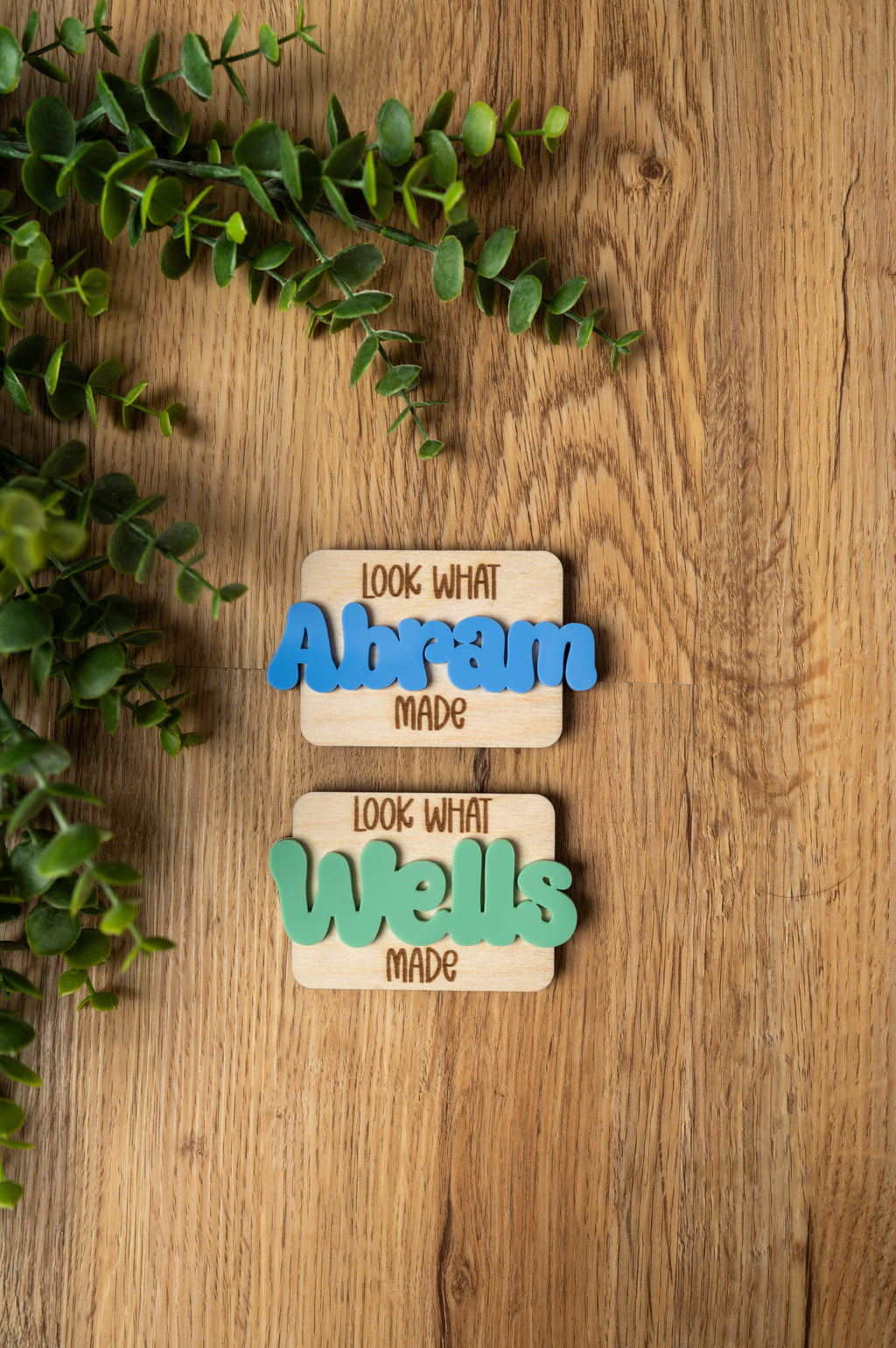 Personalized “Look What I Made” Magnet | Custom Kids Artwork Display | Wood & Acrylic Fridge Magnet