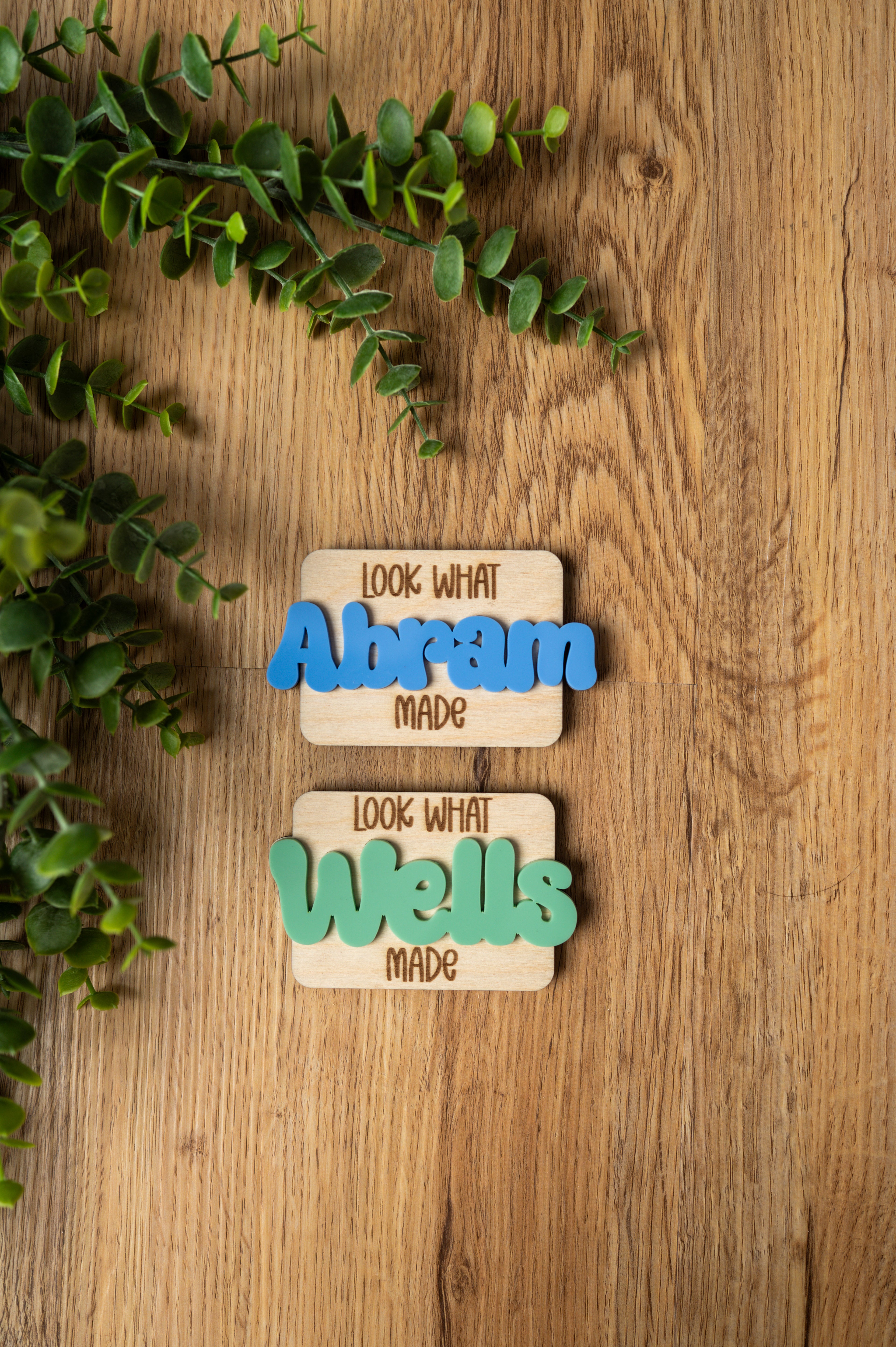 Personalized “Look What I Made” Magnet | Custom Kids Artwork Display | Wood & Acrylic Fridge Magnet