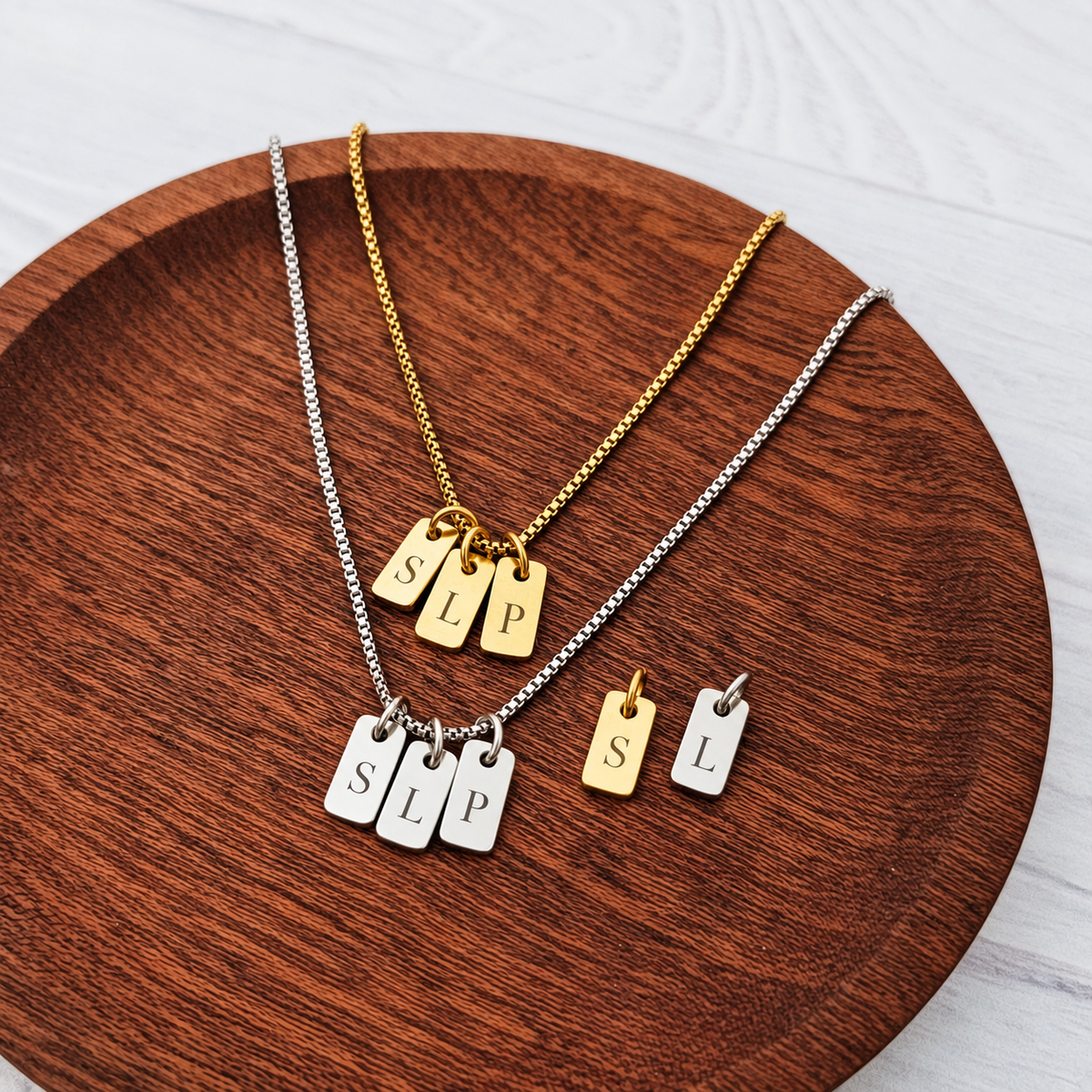 Custom Engraved Initial Charm Necklace | Personalized Gold or Silver Necklace | Multiple Initial Necklace | Family & Mom Jewelry