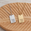 Custom Engraved Rectangle Necklace | Personalized Name or Handwriting Necklace | Gold or Silver Jewelry