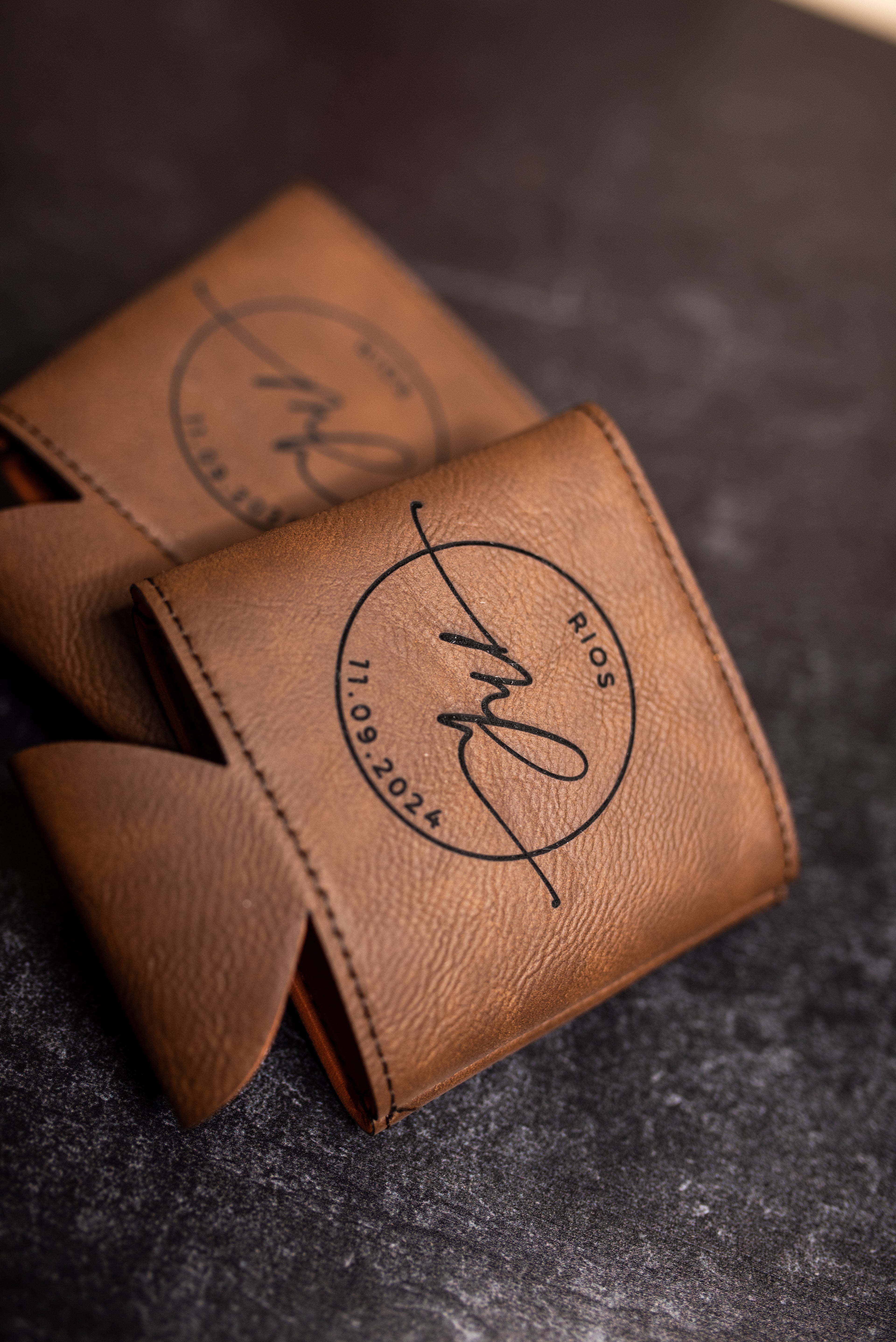 Custom Engraved Leatherette Can Cooler | Personalized Dark Brown Can Koozie | Fits Standard Size Cans | Initials, Logos & Custom Designs