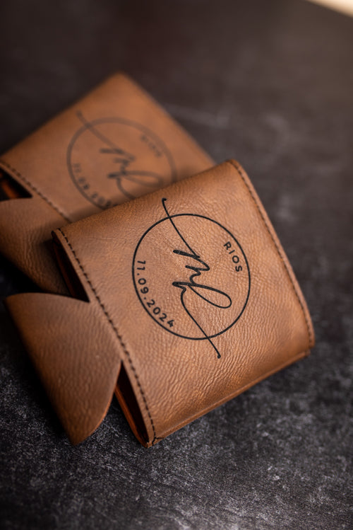 Custom Engraved Leatherette Can Cooler | Personalized Dark Brown Can Koozie | Fits Standard Size Cans | Initials, Logos & Custom Designs
