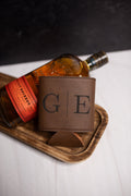 Custom Engraved Leatherette Can Cooler | Personalized Dark Brown Can Koozie | Fits Standard Size Cans | Initials, Logos & Custom Designs