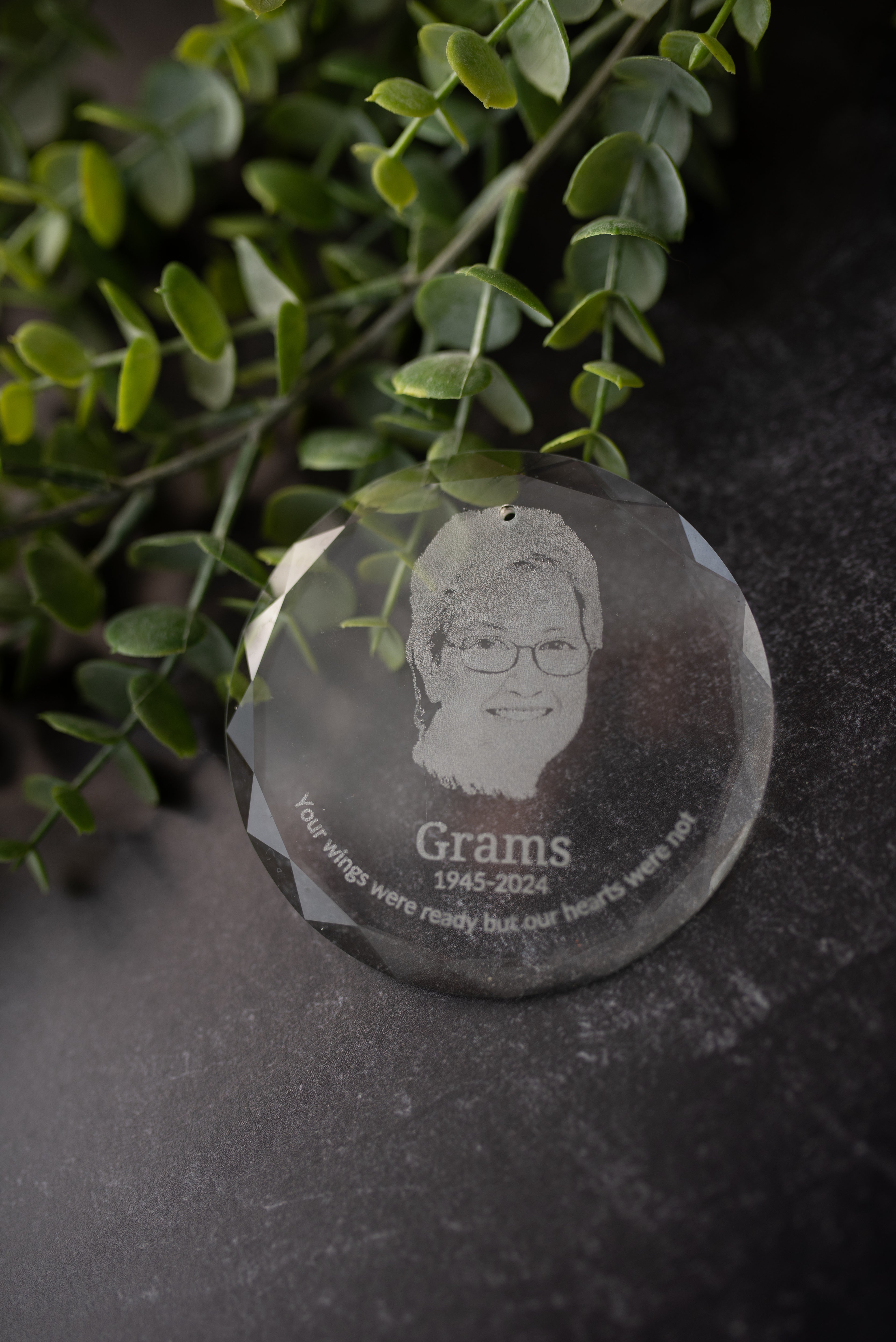 Personalized Memorial Glass Ornament | Custom Photo Remembrance Ornament | Clear Round Keepsake