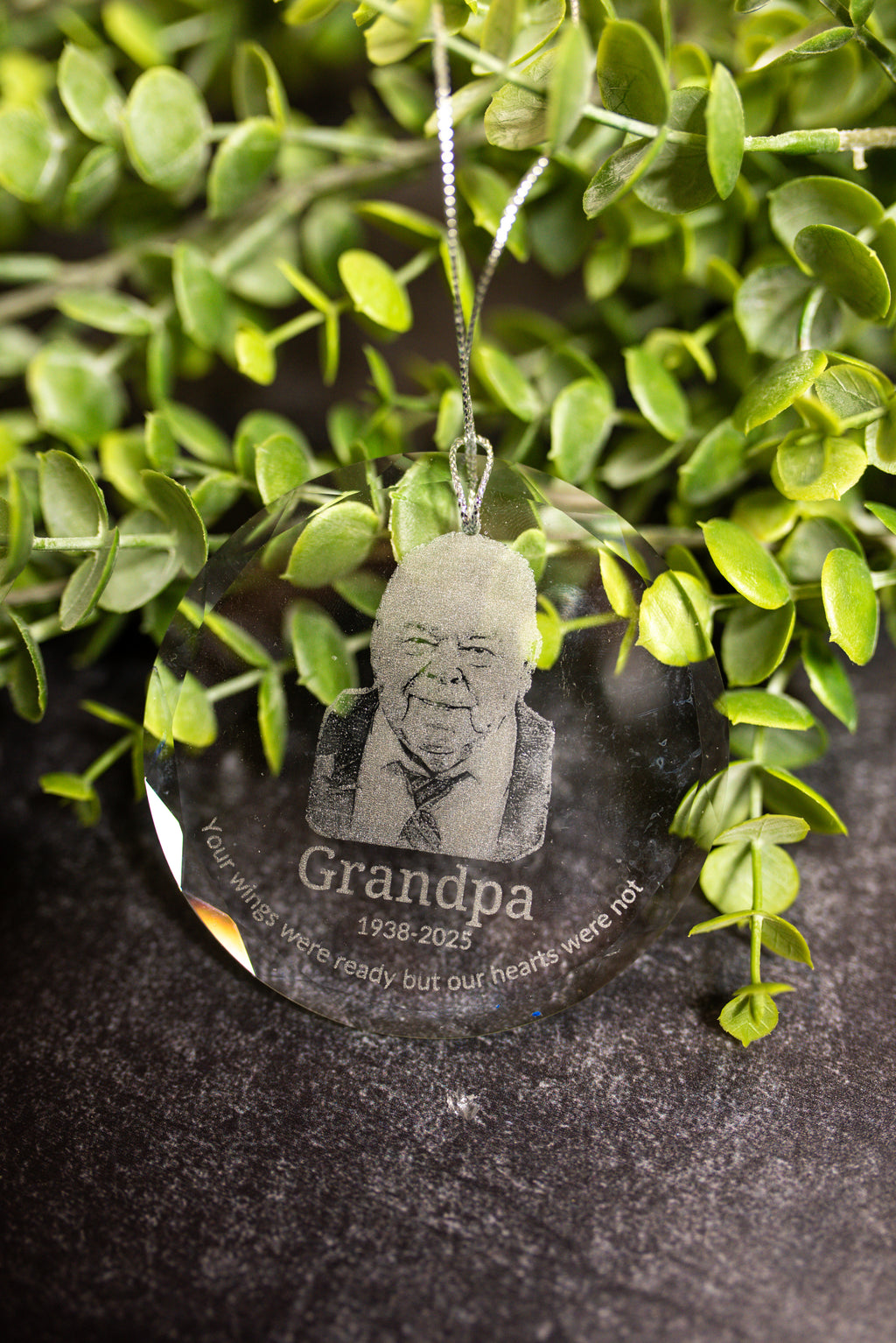 Personalized Memorial Glass Ornament | Custom Photo Remembrance Ornament | Clear Round Keepsake