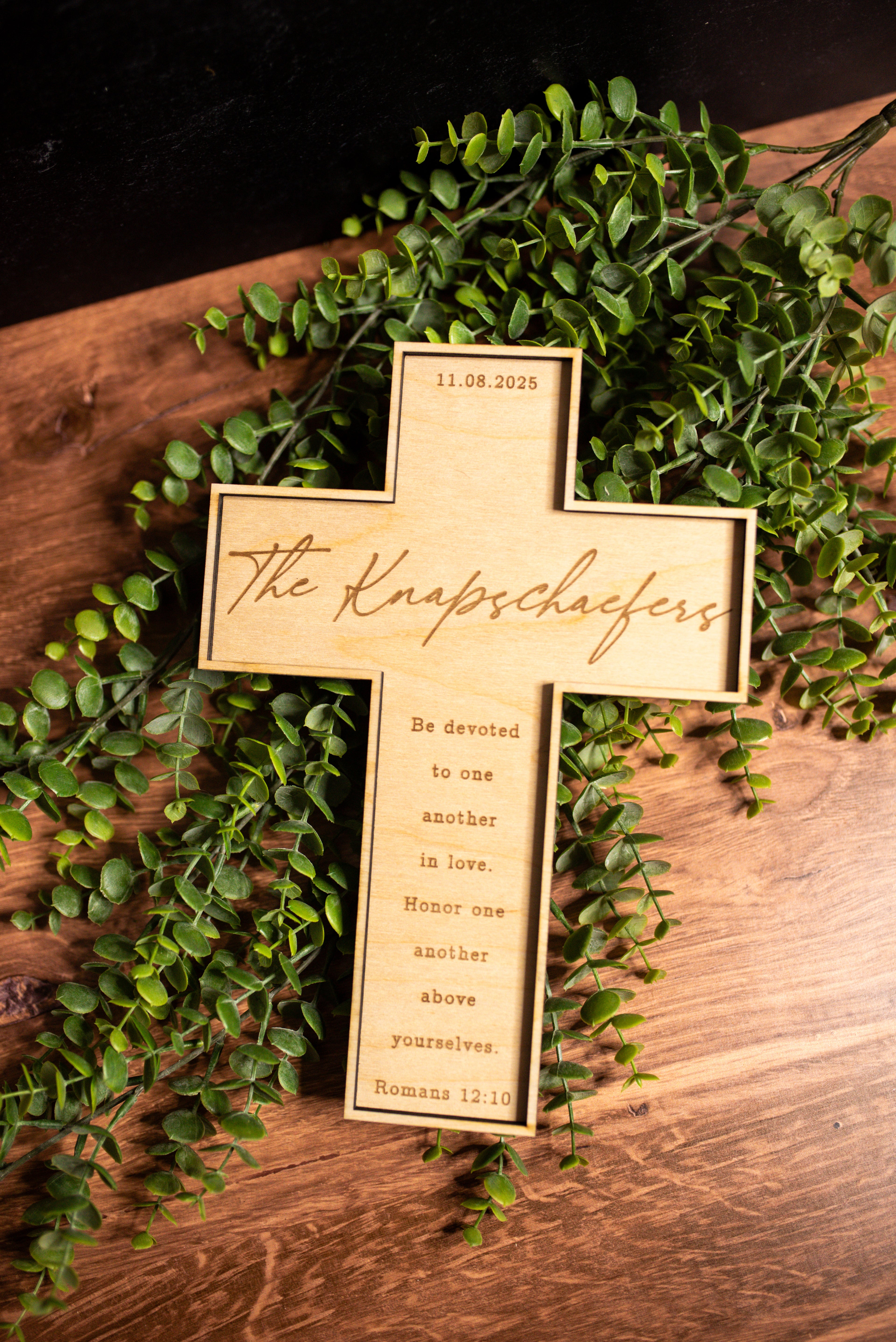Personalized Wooden Cross Sign | Custom Engraved Faith Cross | Baptism, Confirmation, Wedding & Memorial Keepsake