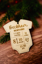 Personalized Baby Stats Ornament | Custom Engraved Birth Announcement Ornament | New Baby Keepsake