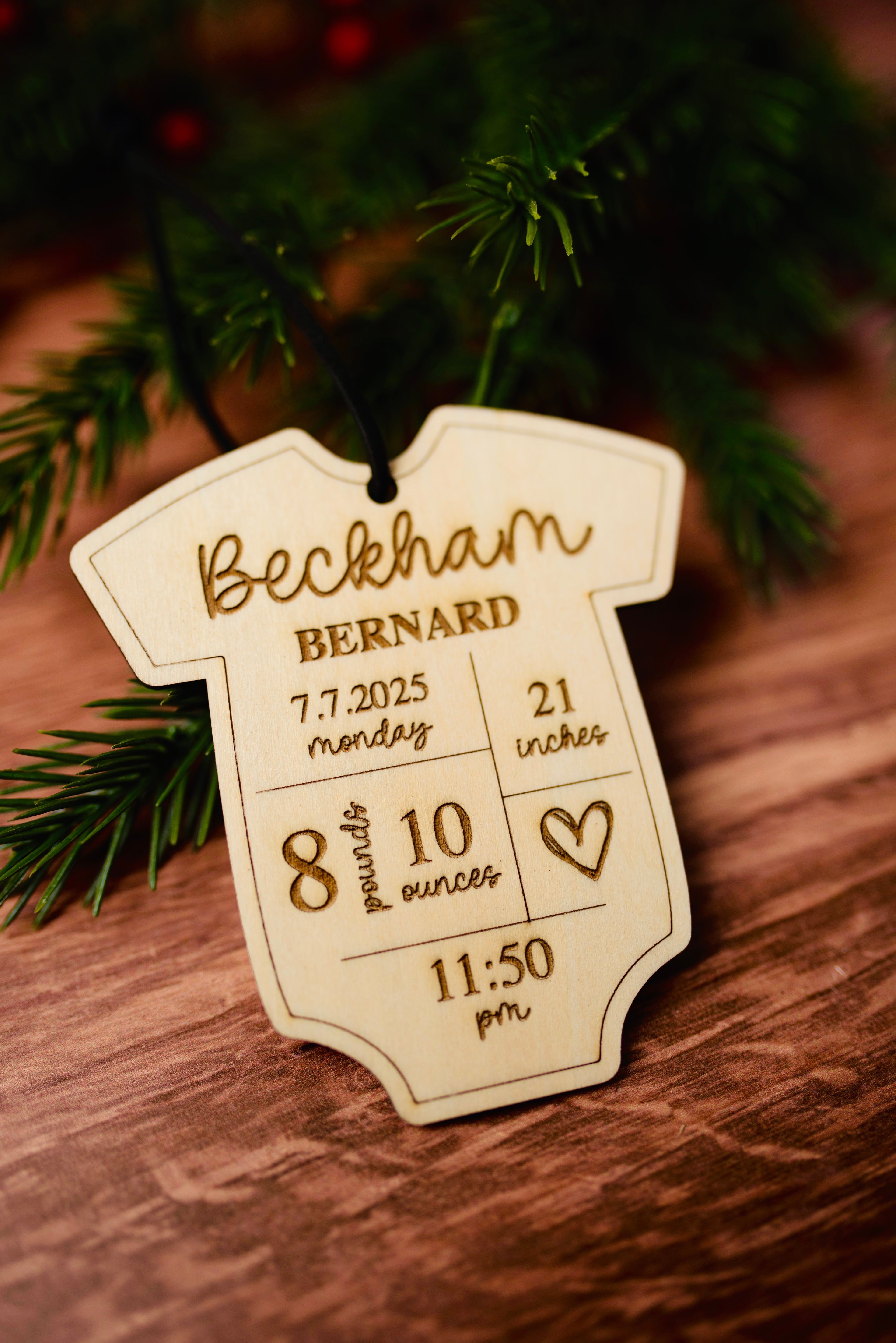 Personalized Baby Stats Ornament | Custom Engraved Birth Announcement Ornament | New Baby Keepsake