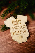 Personalized Baby Stats Ornament | Custom Engraved Birth Announcement Ornament | New Baby Keepsake