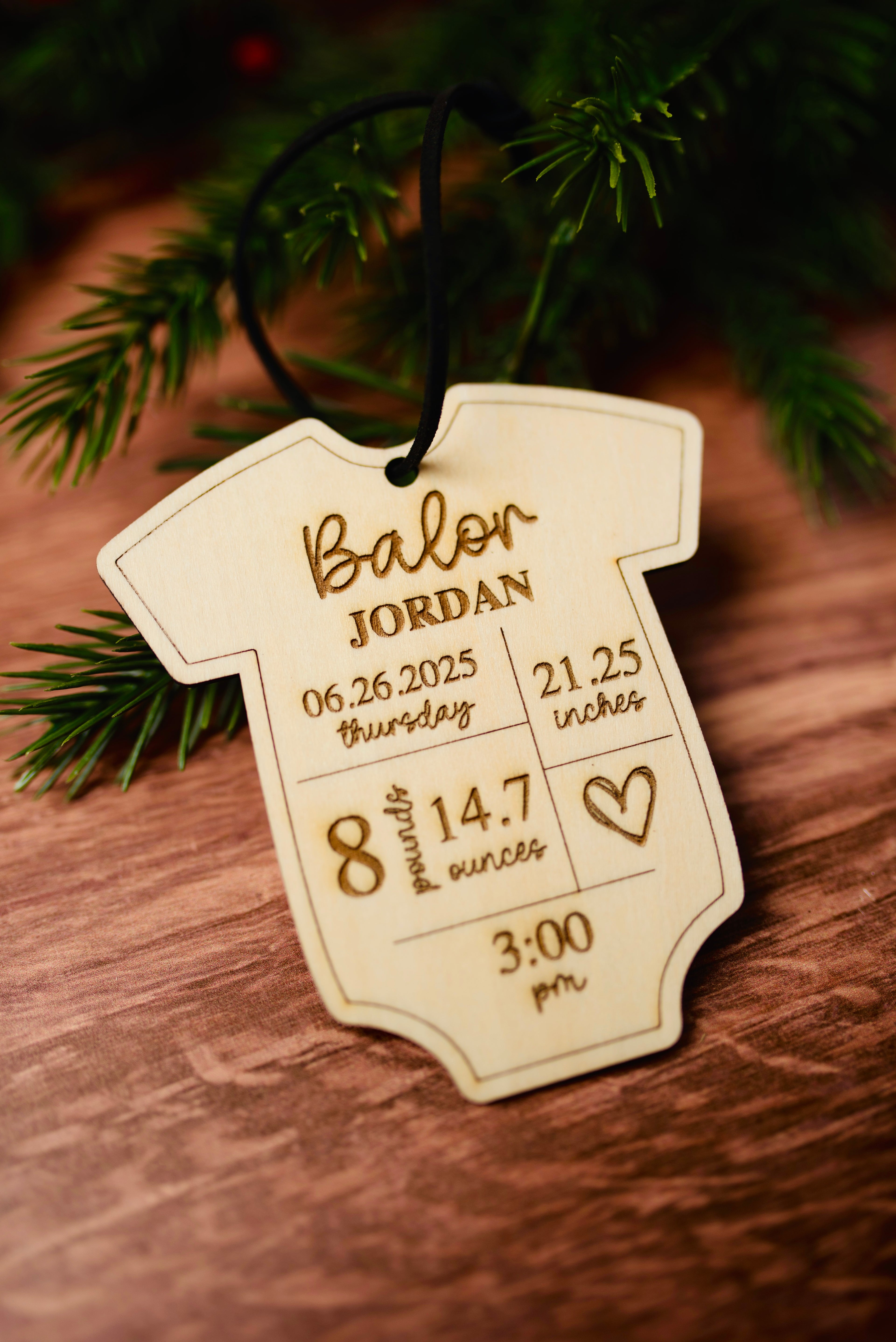 Personalized Baby Stats Ornament | Custom Engraved Birth Announcement Ornament | New Baby Keepsake
