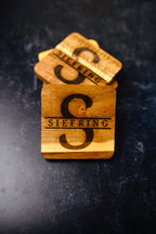 Personalized Acacia Wood Coasters | Custom Engraved Last Name Coasters | Set of 4