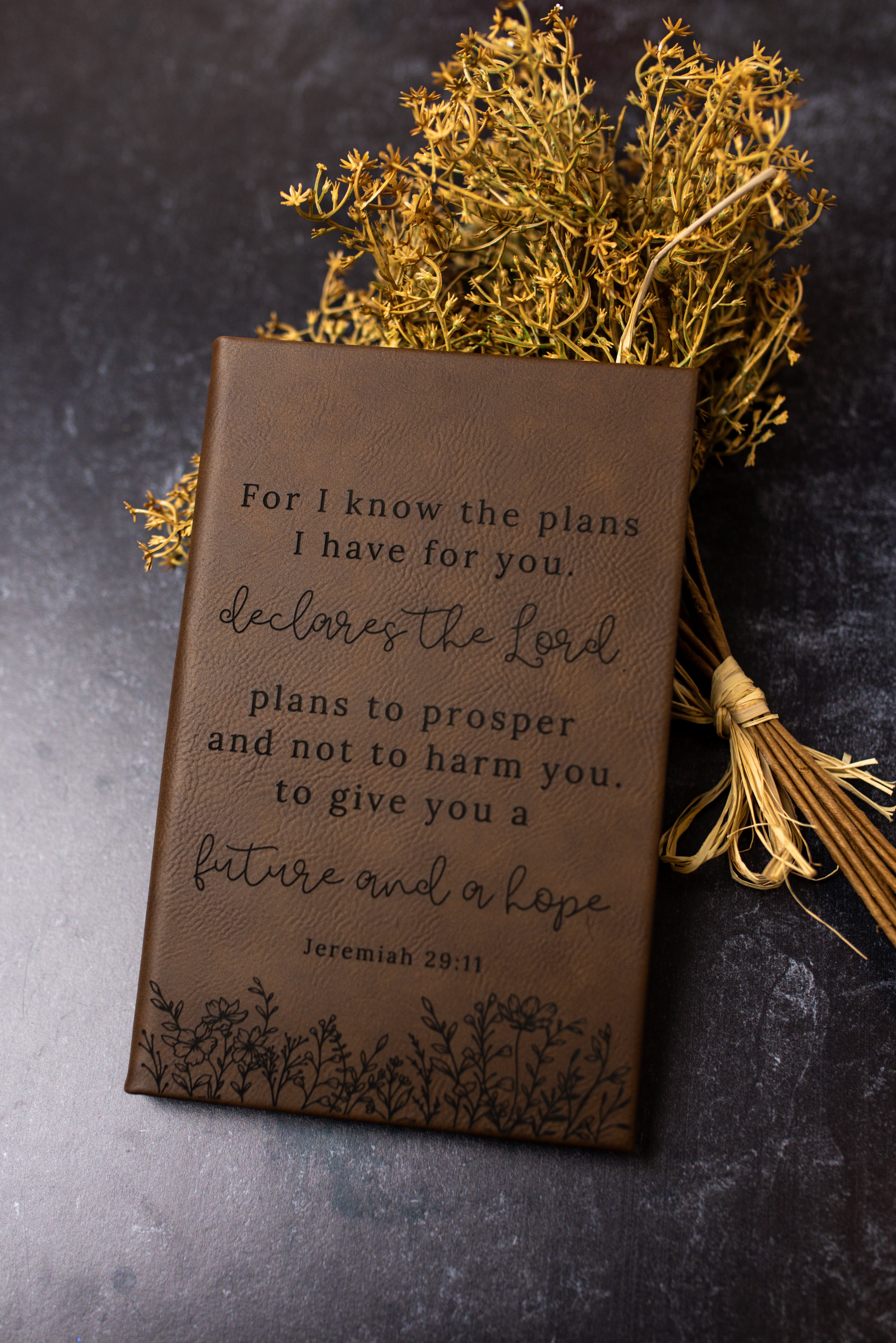 Personalized Prayer Journal | Custom Engraved Leatherette Journal | Faith & Scripture Keepsake