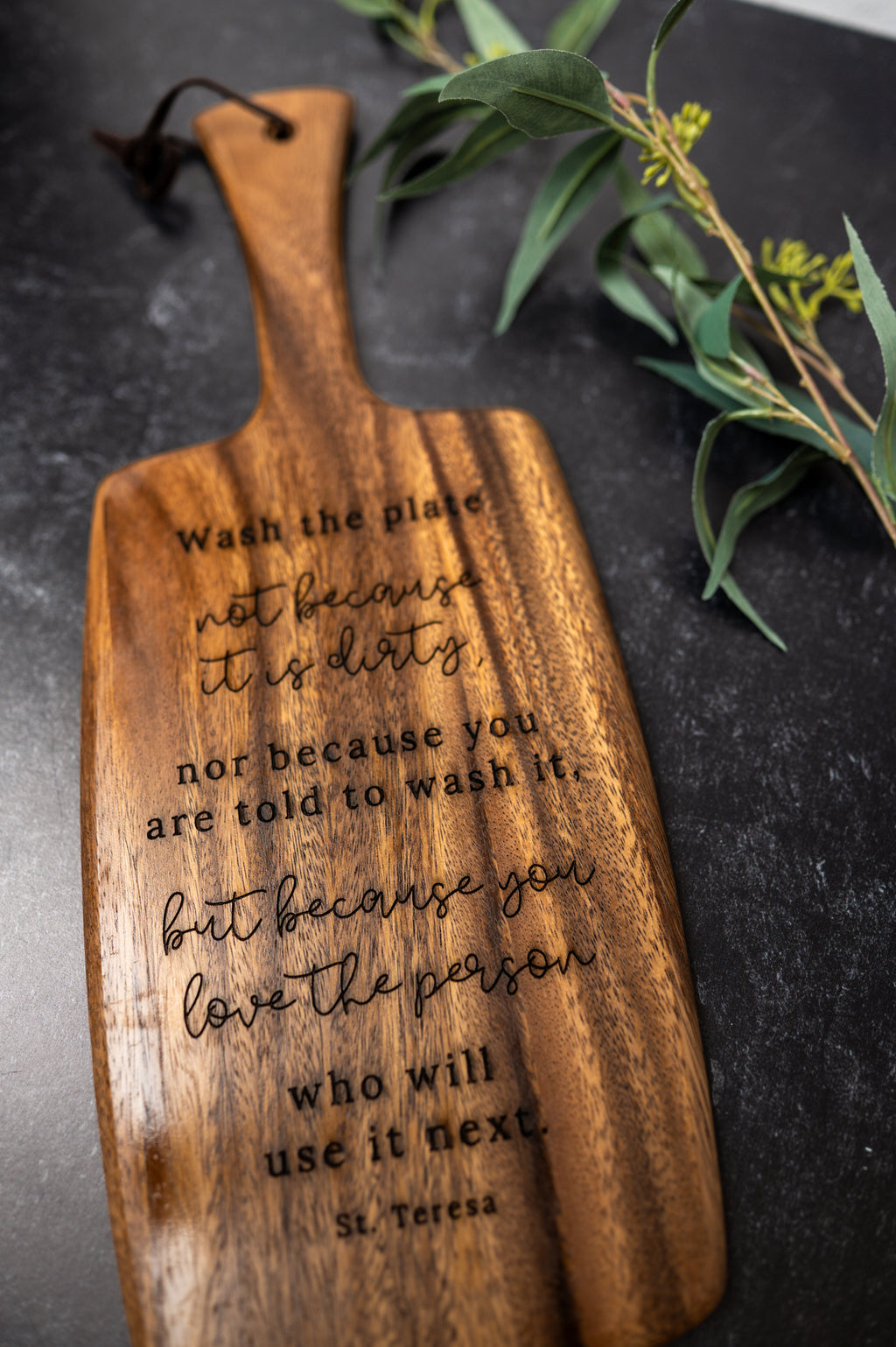 Personalized Engraved Acacia Paddle Serving Board | Custom Charcuterie Board | Wedding & Housewarming Gift | 16" Serving Board