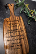 Personalized Engraved Acacia Paddle Serving Board | Custom Charcuterie Board | Wedding & Housewarming Gift | 16" Serving Board