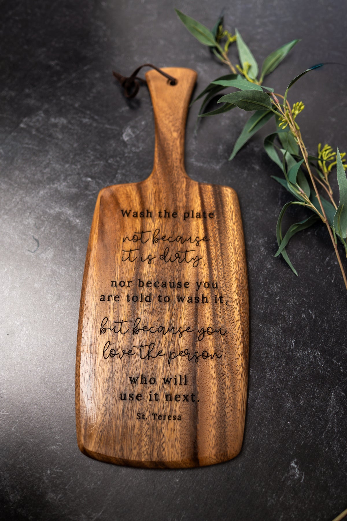Personalized Engraved Acacia Paddle Serving Board | Custom Charcuterie Board | Wedding & Housewarming Gift | 16" Serving Board