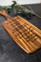 Personalized Engraved Acacia Paddle Serving Board | Custom Charcuterie Board | Wedding & Housewarming Gift | 16" Serving Board