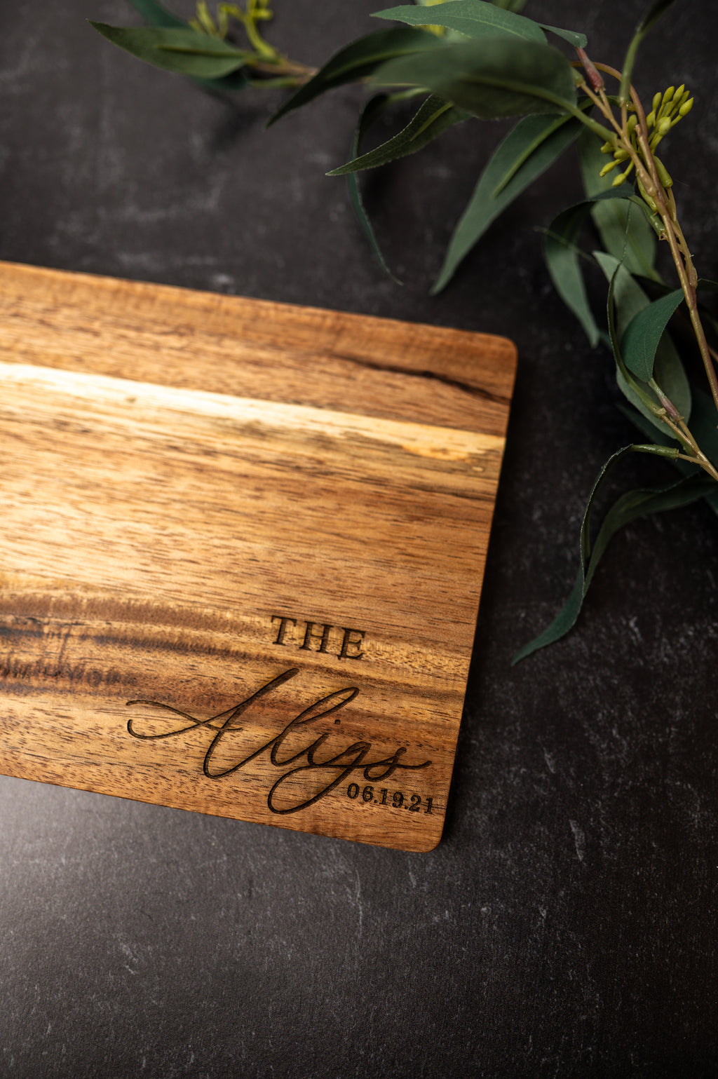 Personalized Engraved Acacia Serving Board | Custom Wedding & Housewarming Gift | 9x6 Charcuterie Board | Custom Cutting Board