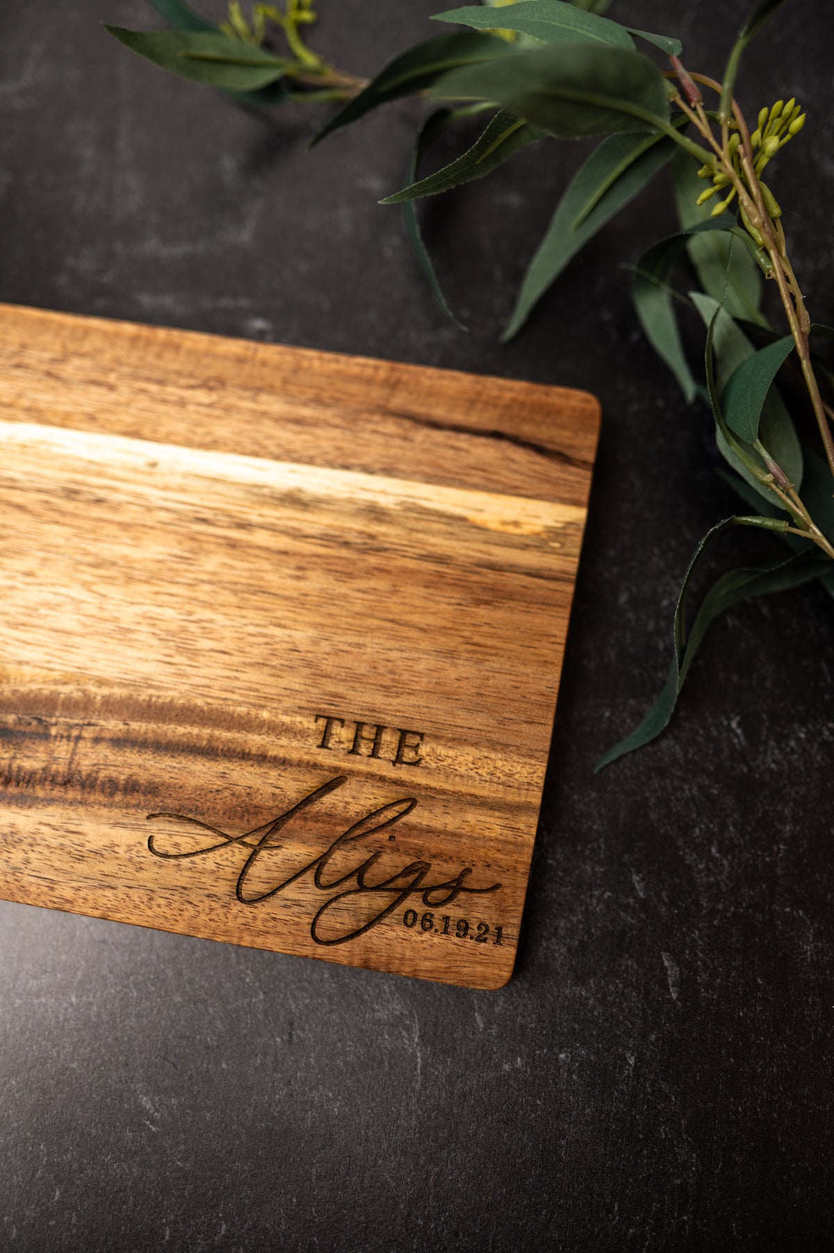 Personalized Engraved Acacia Serving Board | Custom Wedding & Housewarming Gift | 9x6 Charcuterie Board | Custom Cutting Board