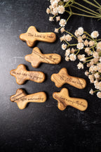 Handcrafted Olive Wood Comfort Crosses | Engraved Olive Wood Pocket Cross | Meaningful Christian Gift