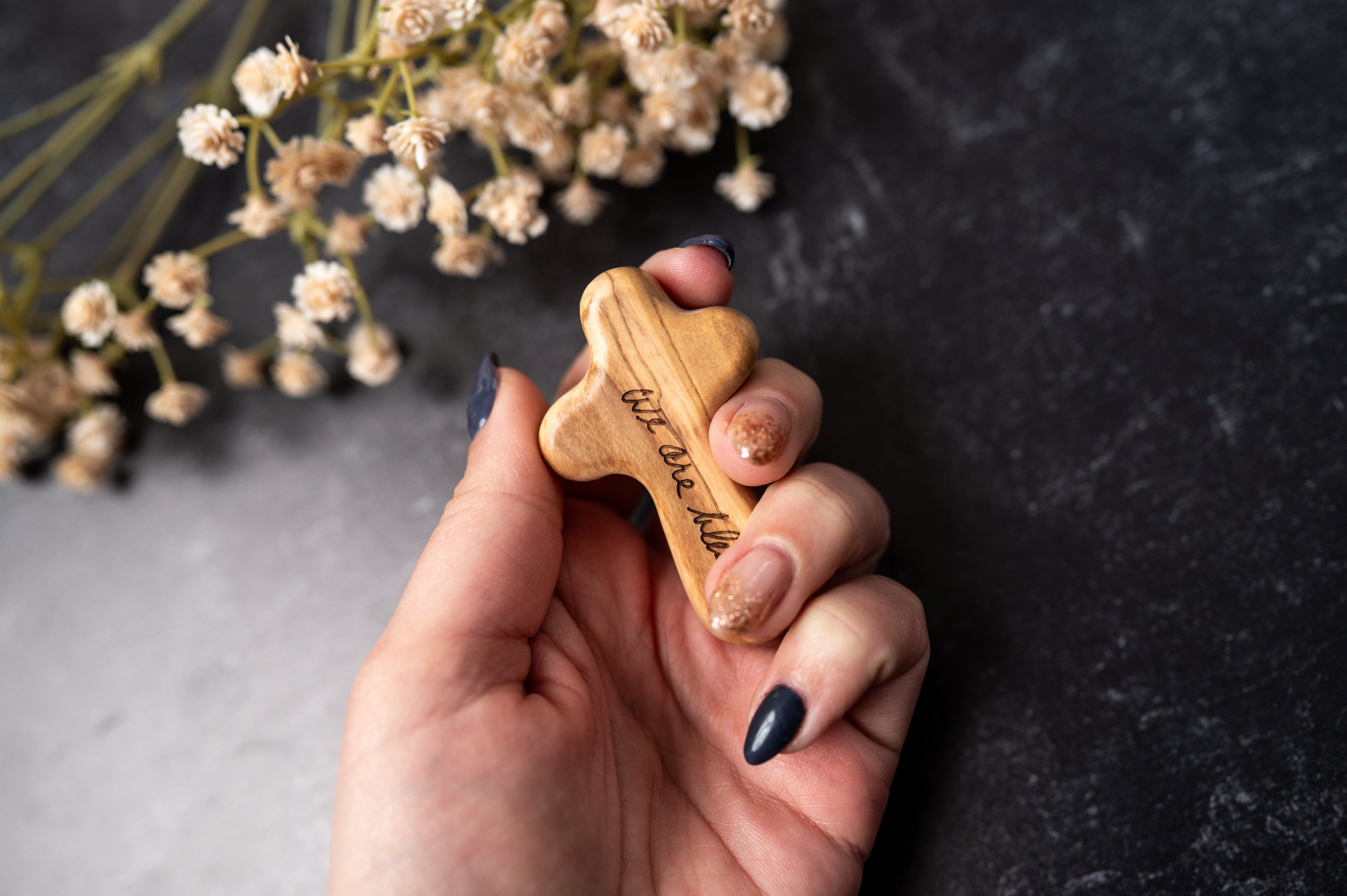Handcrafted Olive Wood Comfort Crosses | Engraved Olive Wood Pocket Cross | Meaningful Christian Gift