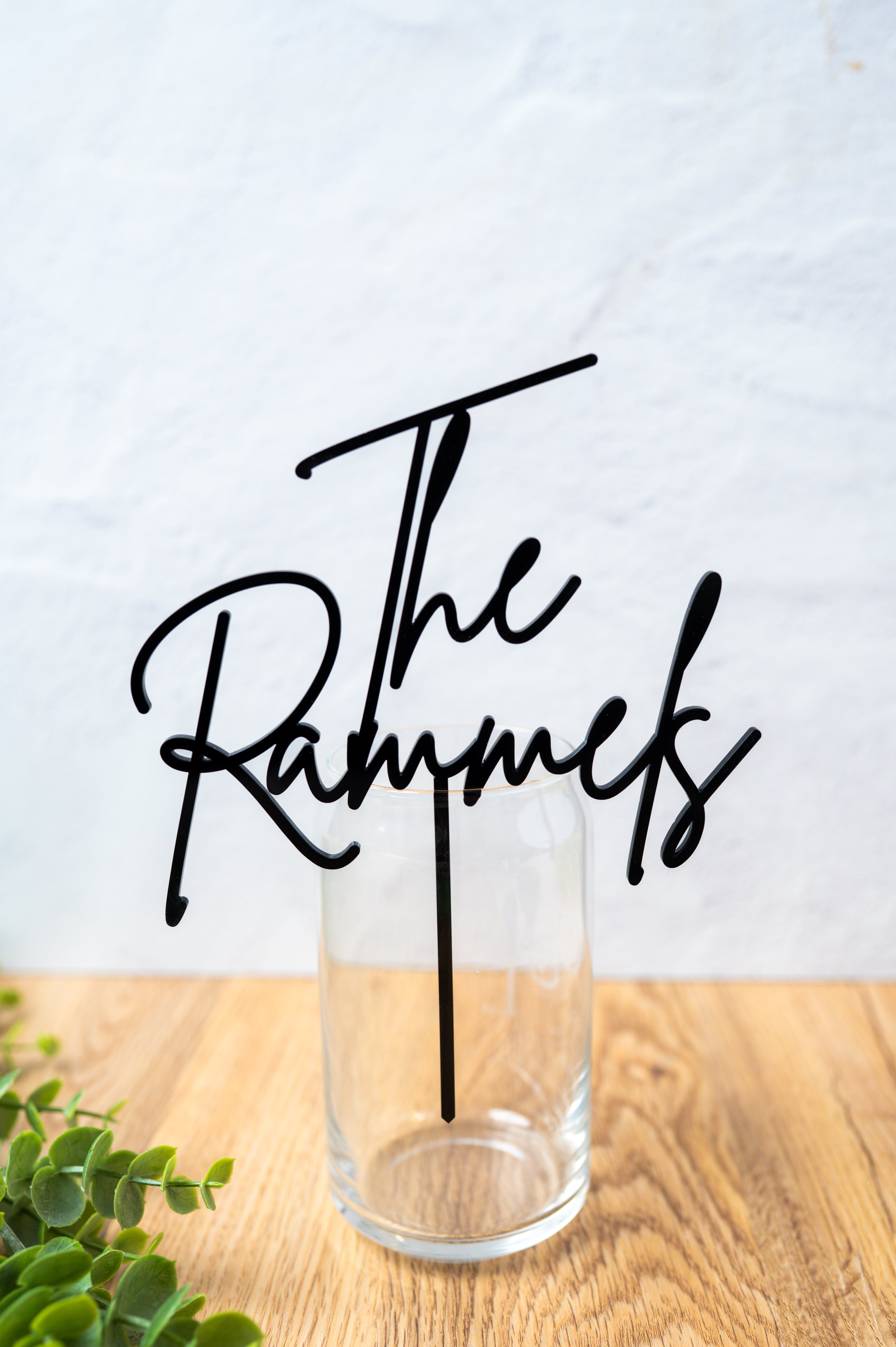 Custom Acrylic Cake Topper | Personalized Script Cake Topper for 6”–8” Cakes | 1/8” Thick | Black, White, Gold Mirror, Silver Mirror | Wedding, Birthday