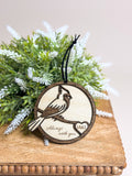 Personalized Cardinal Memorial Ornament | Layered Wooden Remembrance Ornament | Custom Name Keepsake