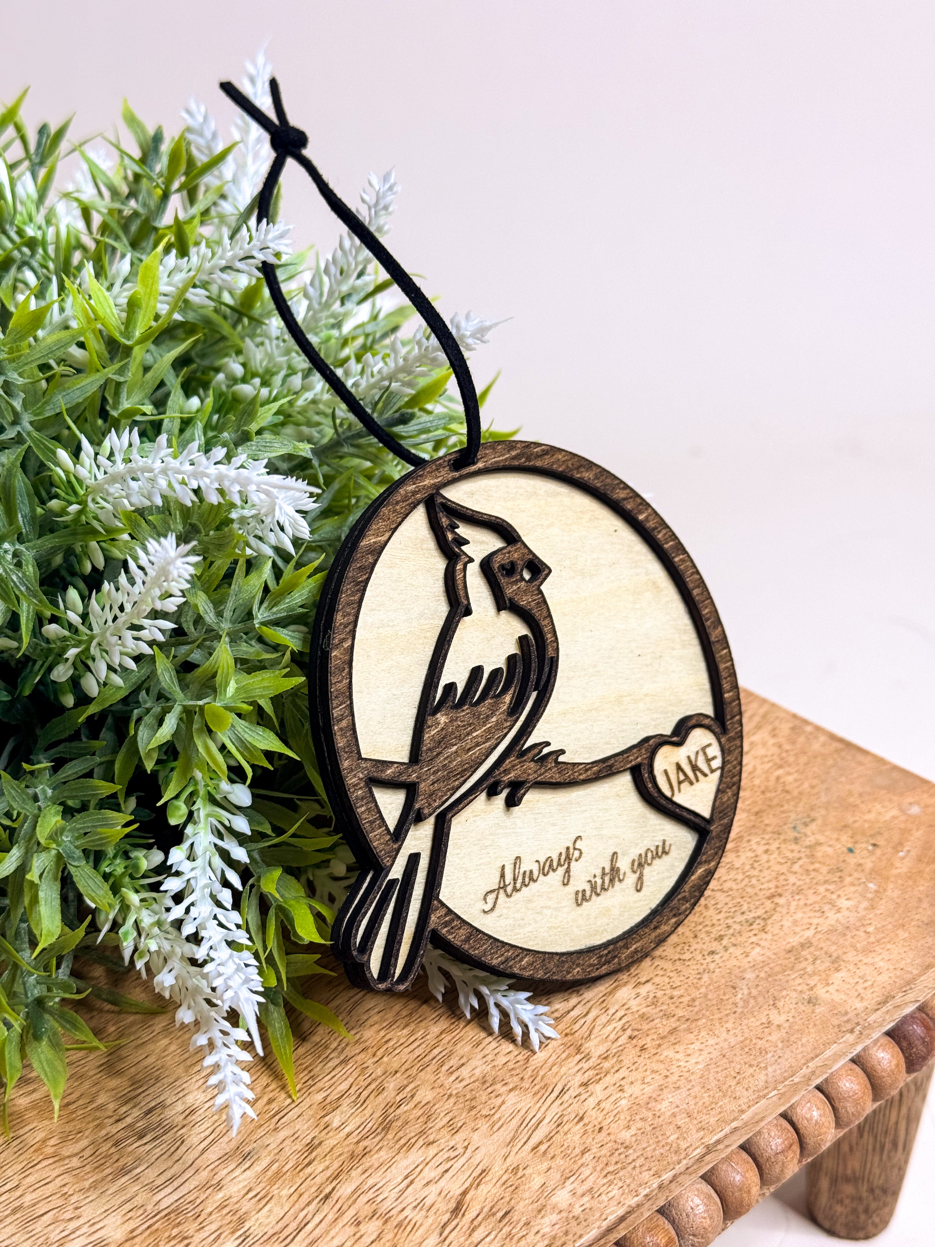 Personalized Cardinal Memorial Ornament | Layered Wooden Remembrance Ornament | Custom Name Keepsake