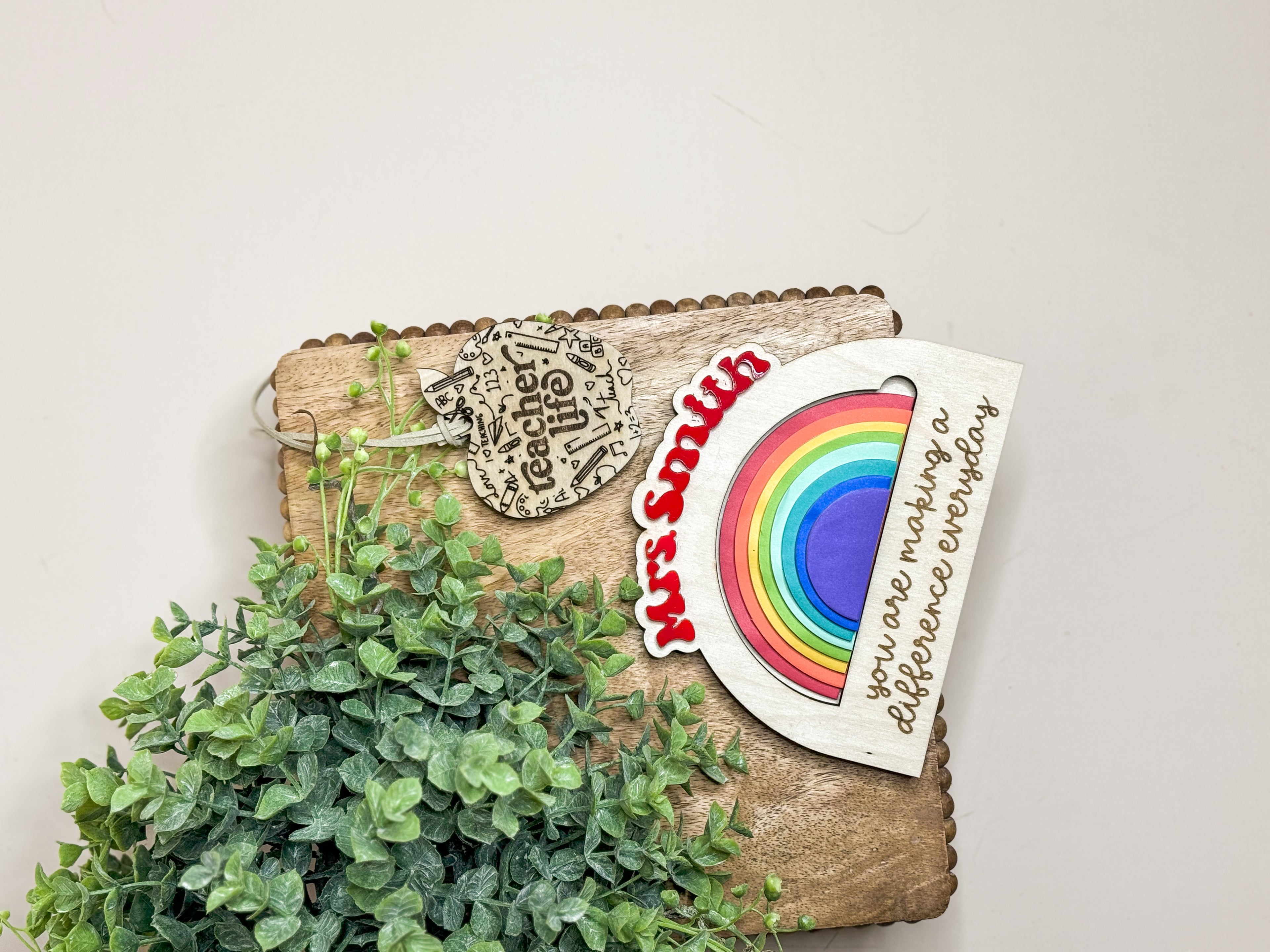 Personalized Rainbow Sticky Note Holder | Custom Teacher Desk Sign | Encouragement Gift with Acrylic Name