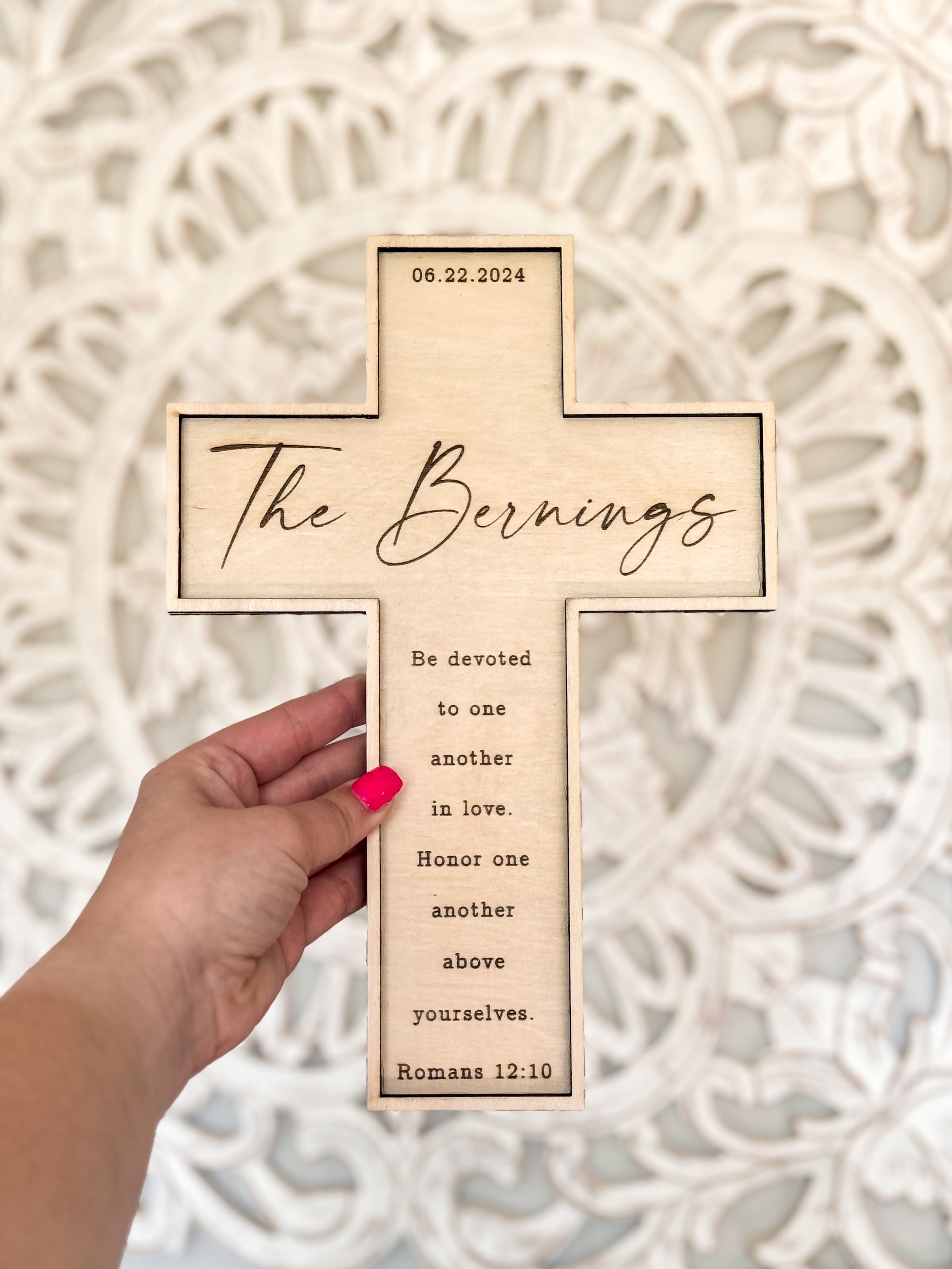 Personalized Wooden Cross Sign | Custom Engraved Faith Cross | Baptism, Confirmation, Wedding & Memorial Keepsake