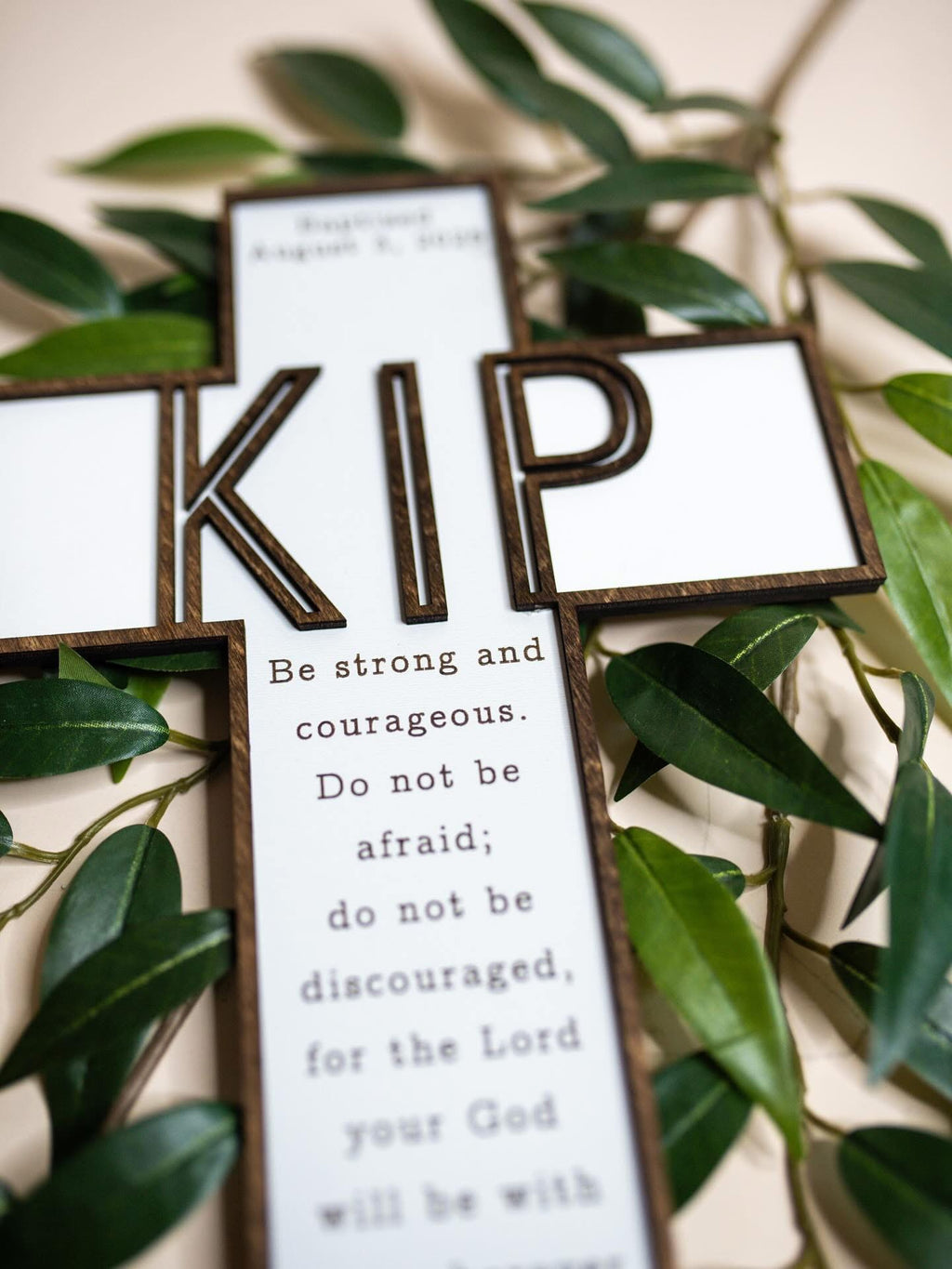 Two-Toned Personalized Wooden Cross Sign | Custom Engraved Faith Cross | Baptism, Confirmation, Wedding & Religious Keepsake