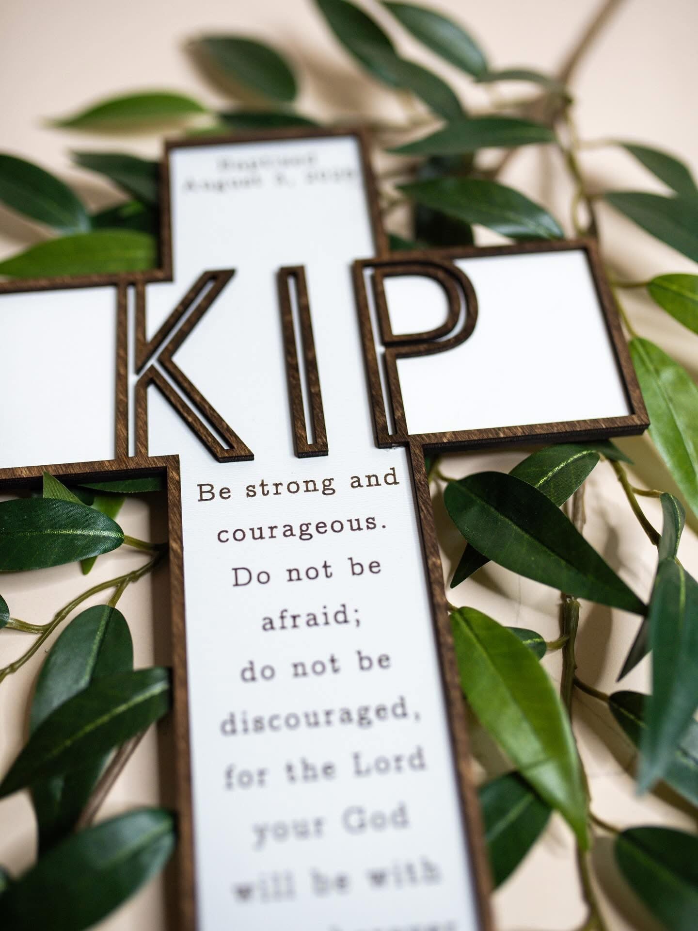 Two-Toned Personalized Wooden Cross Sign | Custom Engraved Faith Cross | Baptism, Confirmation, Wedding & Religious Keepsake