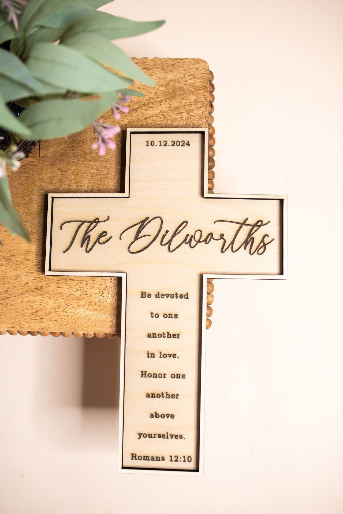 Personalized Wooden Cross Sign | Custom Engraved Faith Cross | Baptism, Confirmation, Wedding & Memorial Keepsake