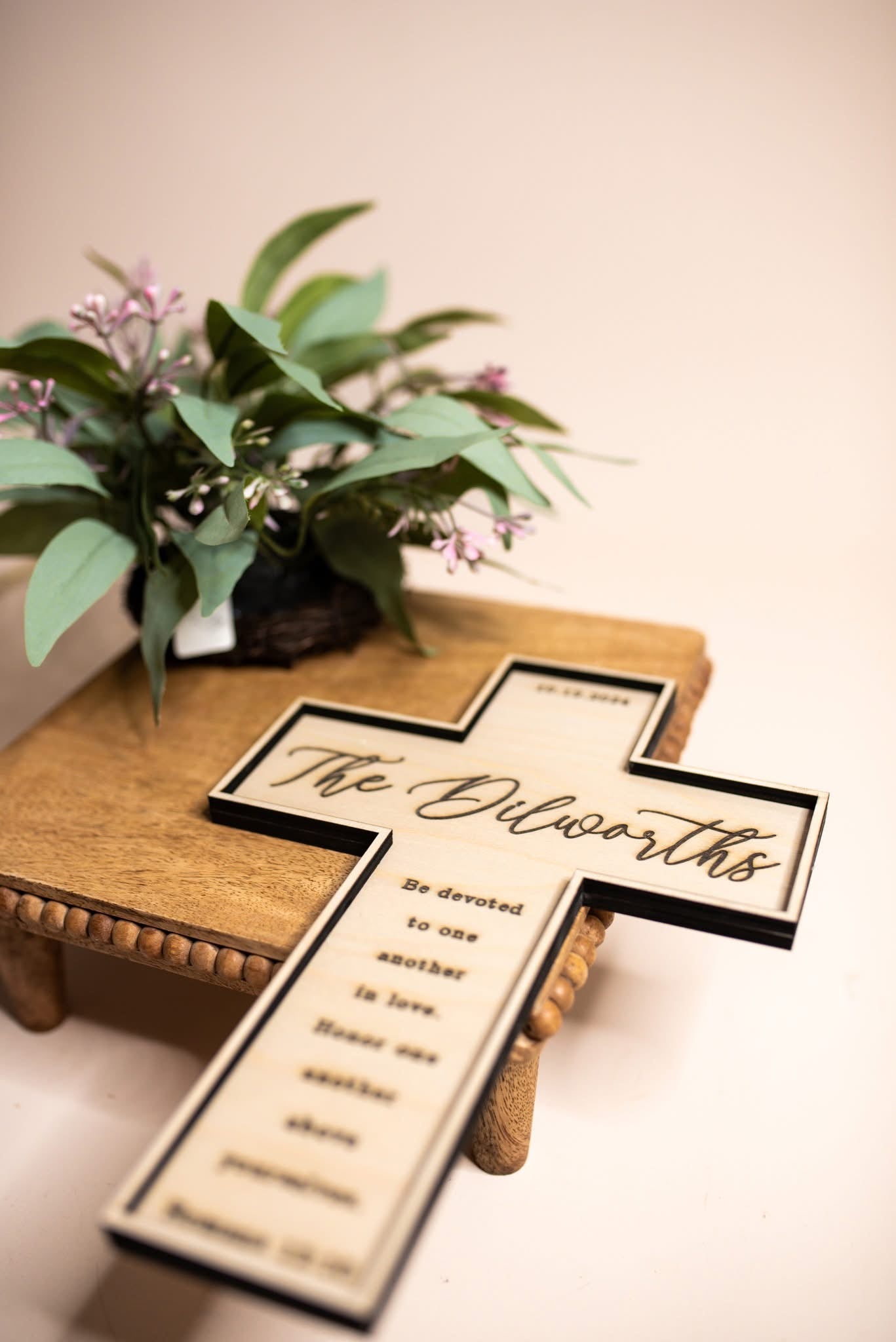 Personalized Wooden Cross Sign | Custom Engraved Faith Cross | Baptism, Confirmation, Wedding & Memorial Keepsake