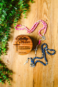 First Holy Communion Rosary Holder & Rosary Gift Set | Personalized Engraved Wood Box | Handmade Rosary