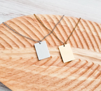Custom Engraved Rectangle Necklace | Personalized Name or Handwriting Necklace | Gold or Silver Jewelry