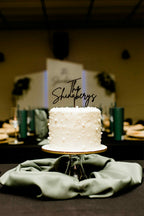 Custom Acrylic Cake Topper | Personalized Script Cake Topper for 6”–8” Cakes | 1/8” Thick | Black, White, Gold Mirror, Silver Mirror | Wedding, Birthday
