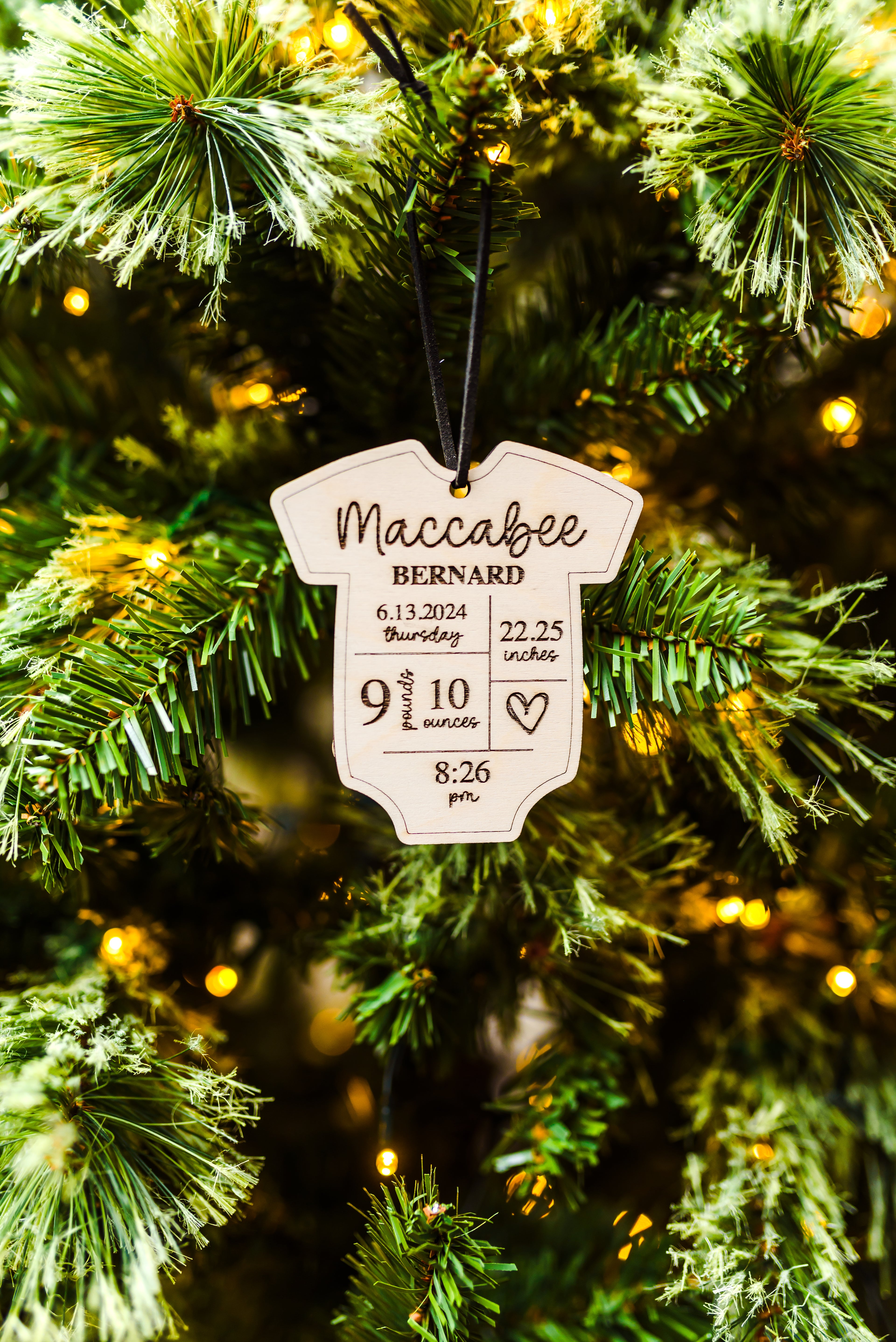 Personalized Baby Stats Ornament | Custom Engraved Birth Announcement Ornament | New Baby Keepsake