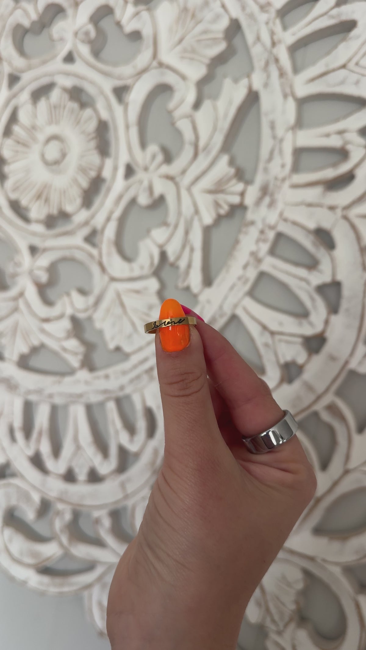 Personalized Engraved Minimalist Ring | Custom Handwriting Ring | Memorial Jewelry | Name, Date or Handwriting Ring