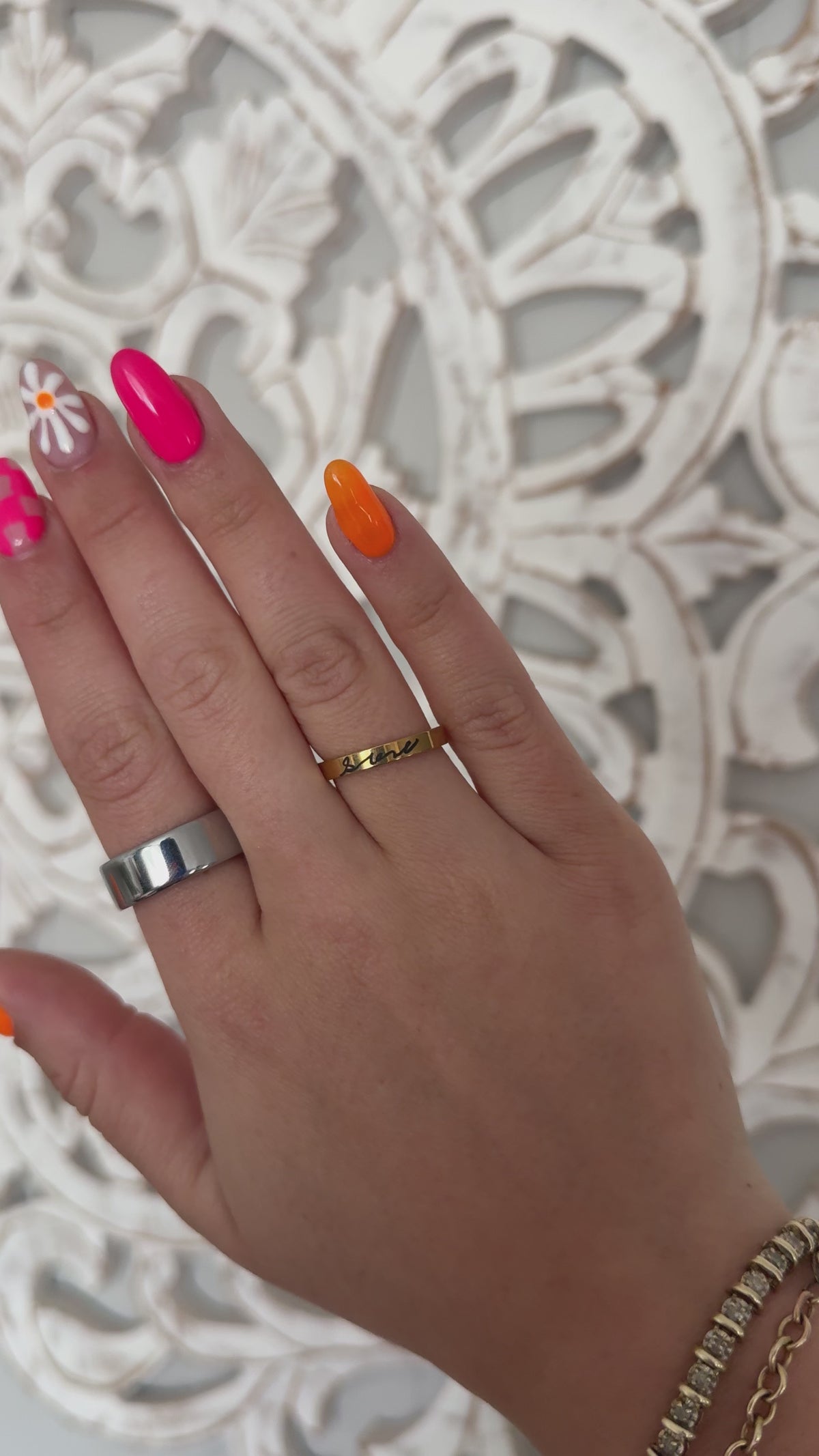 Personalized Engraved Minimalist Ring | Custom Handwriting Ring | Memorial Jewelry | Name, Date or Handwriting Ring