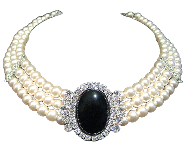 Pearl Choker Necklace with Stone Pendant